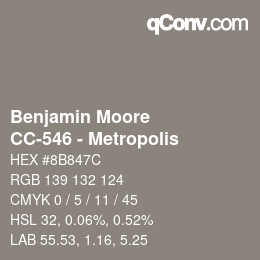 Código de color: Benjamin Moore - CC-546 - Metropolis | qconv.com