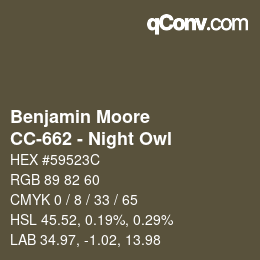 Código de color: Benjamin Moore - CC-662 - Night Owl | qconv.com