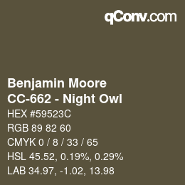 Code couleur: Benjamin Moore - CC-662 - Night Owl | qconv.com