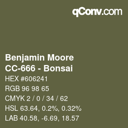 Color code: Benjamin Moore - CC-666 - Bonsai | qconv.com