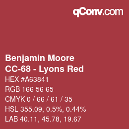Color code: Benjamin Moore - CC-68 - Lyons Red | qconv.com