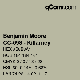 Color code: Benjamin Moore - CC-698 - Killarney | qconv.com