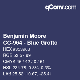 Color code: Benjamin Moore - CC-964 - Blue Grotto | qconv.com