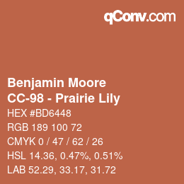 Color code: Benjamin Moore - CC-98 - Prairie Lily | qconv.com