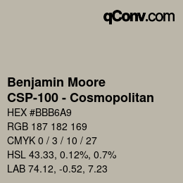 Color code: Benjamin Moore - CSP-100 - Cosmopolitan | qconv.com