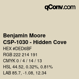 Código de color: Benjamin Moore - CSP-1030 - Hidden Cove | qconv.com