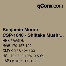 Código de color: Benjamin Moore - CSP-1040 - Shiitake Mushroom | qconv.com