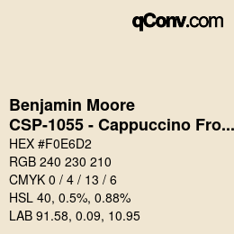 Código de color: Benjamin Moore - CSP-1055 - Cappuccino Froth | qconv.com