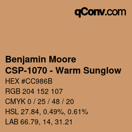 Color code: Benjamin Moore - CSP-1070 - Warm Sunglow | qconv.com