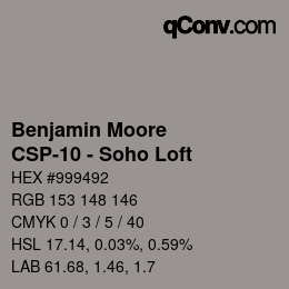Código de color: Benjamin Moore - CSP-10 - Soho Loft | qconv.com