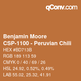 颜色代码: Benjamin Moore - CSP-1100 - Peruvian Chili | qconv.com