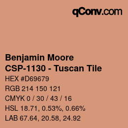 Código de color: Benjamin Moore - CSP-1130 - Tuscan Tile | qconv.com