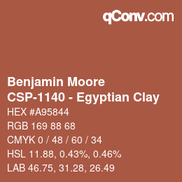 Color code: Benjamin Moore - CSP-1140 - Egyptian Clay | qconv.com