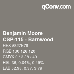 Color code: Benjamin Moore - CSP-115 - Barnwood | qconv.com