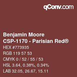 Code couleur: Benjamin Moore - CSP-1170 - Parisian Red® | qconv.com