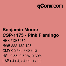 Color code: Benjamin Moore - CSP-1175 - Pink Flamingo | qconv.com