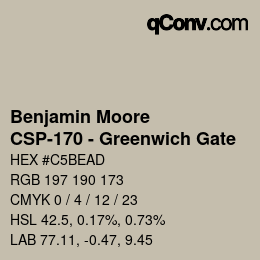 Color code: Benjamin Moore - CSP-170 - Greenwich Gate | qconv.com