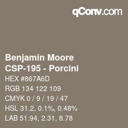 Color code: Benjamin Moore - CSP-195 - Porcini | qconv.com