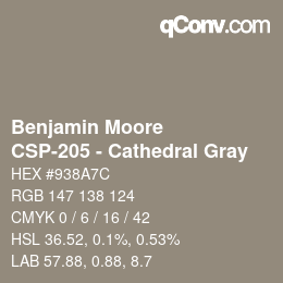 Código de color: Benjamin Moore - CSP-205 - Cathedral Gray | qconv.com