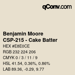 Color code: Benjamin Moore - CSP-215 - Cake Batter | qconv.com