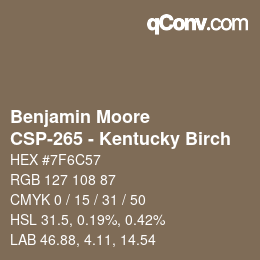Color code: Benjamin Moore - CSP-265 - Kentucky Birch | qconv.com