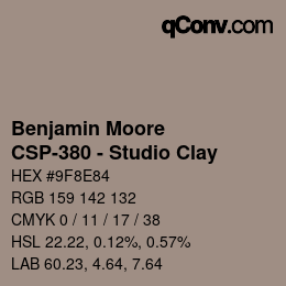 Farbcode: Benjamin Moore - CSP-380 - Studio Clay | qconv.com