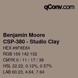 Código de color: Benjamin Moore - CSP-380 - Studio Clay | qconv.com