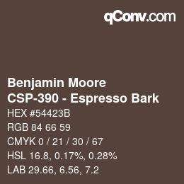 Código de color: Benjamin Moore - CSP-390 - Espresso Bark | qconv.com