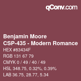 Color code: Benjamin Moore - CSP-435 - Modern Romance | qconv.com