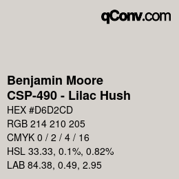Farbcode: Benjamin Moore - CSP-490 - Lilac Hush | qconv.com