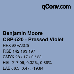 Código de color: Benjamin Moore - CSP-520 - Pressed Violet | qconv.com