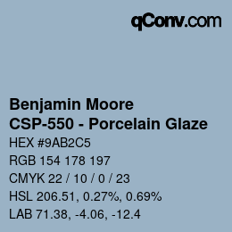 Farbcode: Benjamin Moore - CSP-550 - Porcelain Glaze | qconv.com