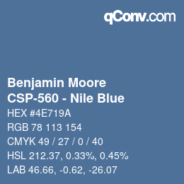 Color code: Benjamin Moore - CSP-560 - Nile Blue | qconv.com