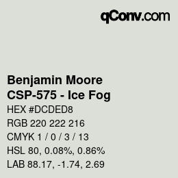 Código de color: Benjamin Moore - CSP-575 - Ice Fog | qconv.com