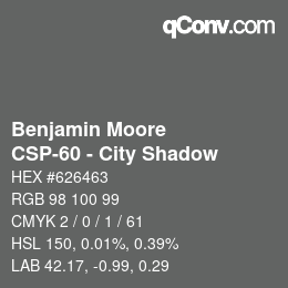 カラーコード: Benjamin Moore - CSP-60 - City Shadow | qconv.com