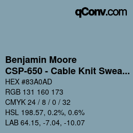 Farbcode: Benjamin Moore - CSP-650 - Cable Knit Sweater | qconv.com