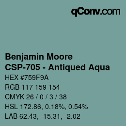 Color code: Benjamin Moore - CSP-705 - Antiqued Aqua | qconv.com