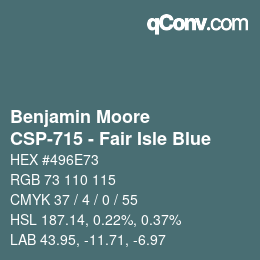 Code couleur: Benjamin Moore - CSP-715 - Fair Isle Blue | qconv.com