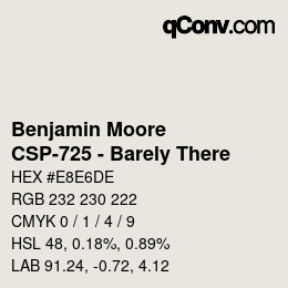 颜色代码: Benjamin Moore - CSP-725 - Barely There | qconv.com
