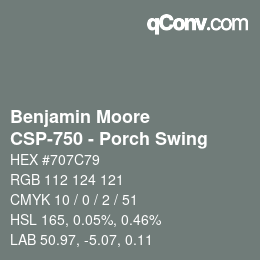 カラーコード: Benjamin Moore - CSP-750 - Porch Swing | qconv.com