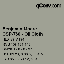 Código de color: Benjamin Moore - CSP-760 - Oil Cloth | qconv.com