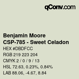 Código de color: Benjamin Moore - CSP-785 - Sweet Celadon | qconv.com