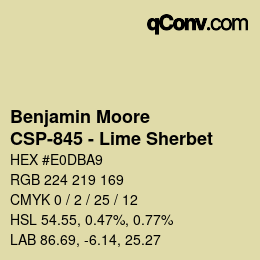 Código de color: Benjamin Moore - CSP-845 - Lime Sherbet | qconv.com