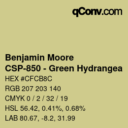 カラーコード: Benjamin Moore - CSP-850 - Green Hydrangea | qconv.com