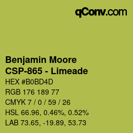 颜色代码: Benjamin Moore - CSP-865 - Limeade | qconv.com