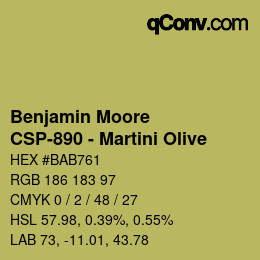 Color code: Benjamin Moore - CSP-890 - Martini Olive | qconv.com