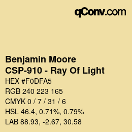 Color code: Benjamin Moore - CSP-910 - Ray Of Light | qconv.com