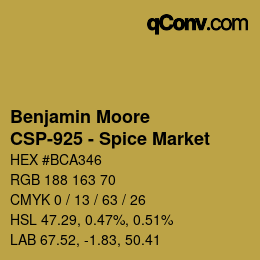 Code couleur: Benjamin Moore - CSP-925 - Spice Market | qconv.com
