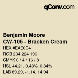 Code couleur: Benjamin Moore - CW-105 - Bracken Cream | qconv.com