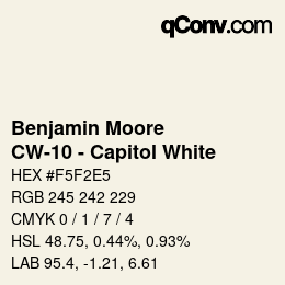 Color code: Benjamin Moore - CW-10 - Capitol White | qconv.com